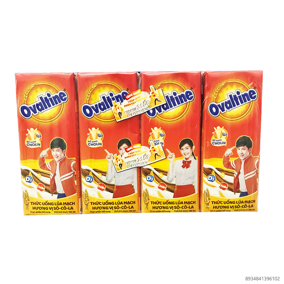 Sữa Ovaltine Power cacao lúa mạch 180ml Lốc 4